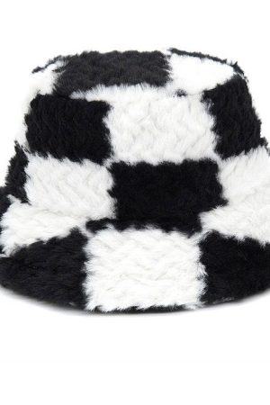 Casual Day Outfits, Easy Trendy Outfits Checkered Fuzzy Bucket Hat