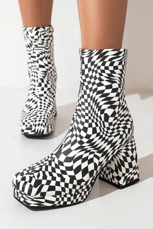 Casual Day Outfits, Easy Trendy Outfits Checkered Platform Boots