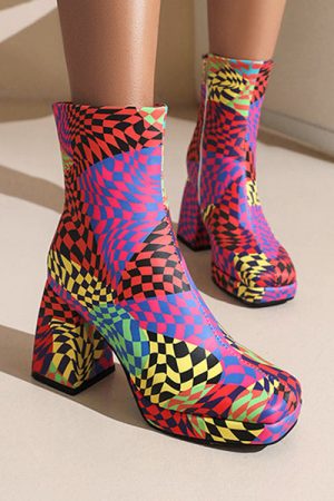 Casual Day Outfits, Easy Trendy Outfits Checkered Platform Boots