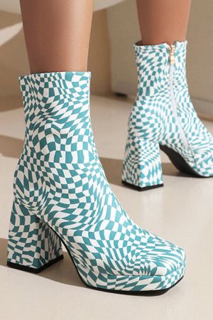 Casual Day Outfits, Easy Trendy Outfits Checkered Platform Boots