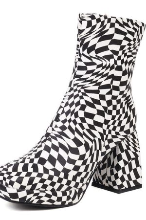 Casual Day Outfits, Easy Trendy Outfits Checkered Platform Boots