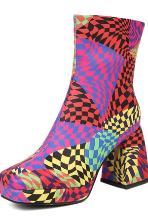 Casual Day Outfits, Easy Trendy Outfits Checkered Platform Boots