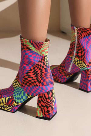 Casual Day Outfits, Easy Trendy Outfits Checkered Platform Boots