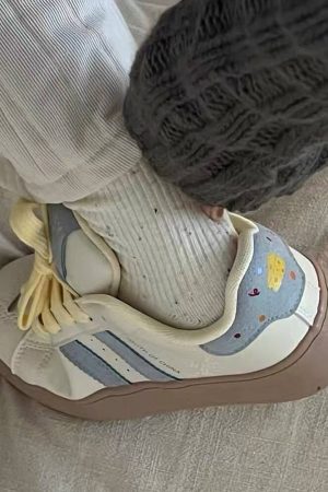 Casual Day Outfits, Easy Trendy Outfits Cheese Print Aesthetic Sneakers