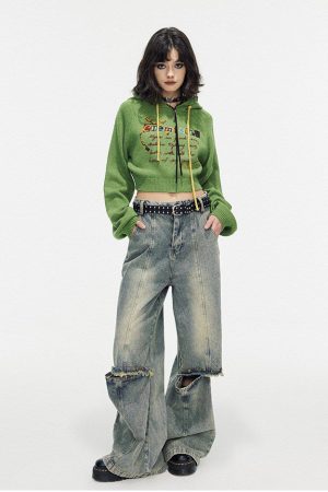 Casual Day Outfits, Easy Trendy Outfits Chemistry Knit Cropped Hoodie