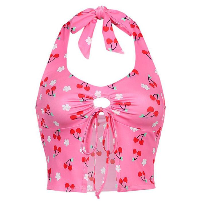 Casual Day Outfits, Easy Trendy Outfits Cherry Blossom Halter Top Casual Day Outfits, Easy Trendy Outfits Cherry Blossom Halter Top