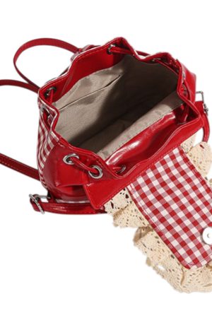 Casual Day Outfits, Easy Trendy Outfits Cherry Embroidery Gingham Backpack