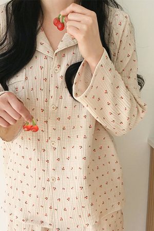 Casual Day Outfits, Easy Trendy Outfits Cherry Pajama Set