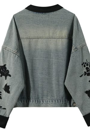Casual Day Outfits, Easy Trendy Outfits Chinese Style Embroidered Denim Jacket