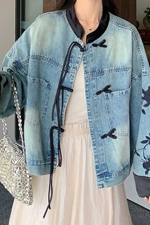 Casual Day Outfits, Easy Trendy Outfits Chinese Style Embroidered Denim Jacket