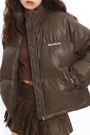 Casual Day Outfits, Easy Trendy Outfits Chocolate Brown Puffer Jacket