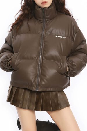 Casual Day Outfits, Easy Trendy Outfits Chocolate Brown Puffer Jacket