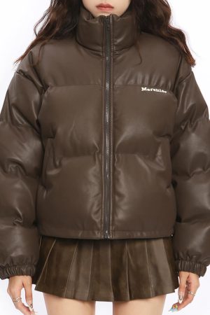Casual Day Outfits, Easy Trendy Outfits Chocolate Brown Puffer Jacket