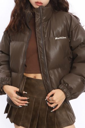 Casual Day Outfits, Easy Trendy Outfits Chocolate Brown Puffer Jacket