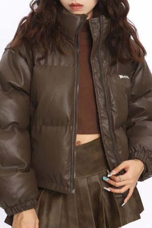 Casual Day Outfits, Easy Trendy Outfits Chocolate Brown Puffer Jacket