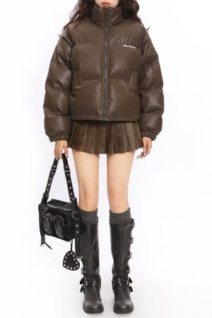 Casual Day Outfits, Easy Trendy Outfits Chocolate Brown Puffer Jacket