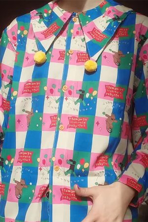 Casual Day Outfits, Easy Trendy Outfits Circus Core Aesthetic Collar Shirt