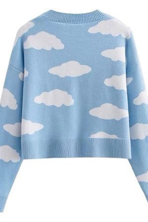 Casual Day Outfits, Easy Trendy Outfits Clouds Knit Cropped Cardigan