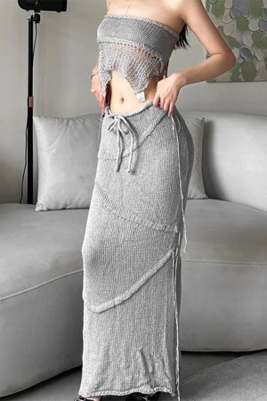 Casual Day Outfits, Easy Trendy Outfits Coastal Knit Crochet Maxi Skirt