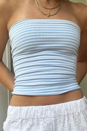 Casual Day Outfits, Easy Trendy Outfits Coastal Vibes Blue Tube Top
