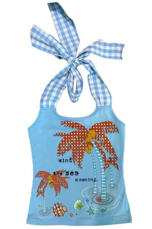 Casual Day Outfits, Easy Trendy Outfits Coconut Girl Blue Halter Top