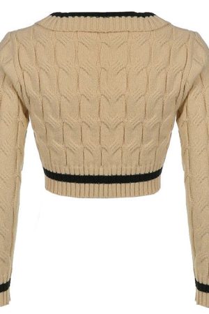 Casual Day Outfits, Easy Trendy Outfits Coffee Cream Cropped Sweater