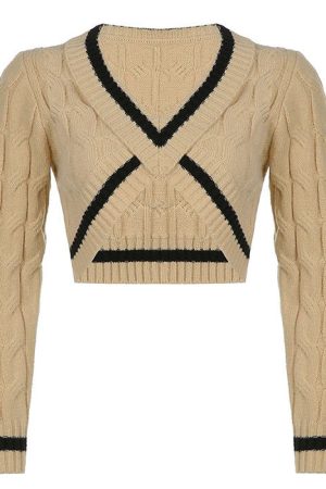 Casual Day Outfits, Easy Trendy Outfits Coffee Cream Cropped Sweater