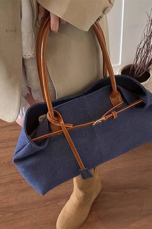 Casual Day Outfits, Easy Trendy Outfits Color Block Denim Belted Bag