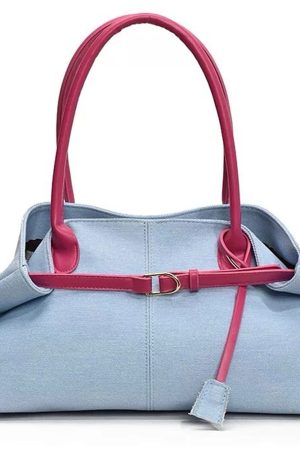 Casual Day Outfits, Easy Trendy Outfits Color Block Denim Belted Bag