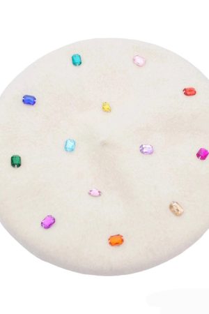Casual Day Outfits, Easy Trendy Outfits Colorful Rhinestone Beret Hat
