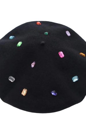 Casual Day Outfits, Easy Trendy Outfits Colorful Rhinestone Beret Hat