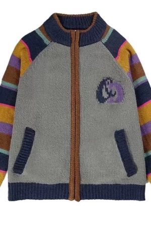 Casual Day Outfits, Easy Trendy Outfits Colorful Striped Indie Kid Zip Sweater