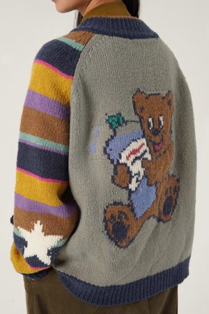 Casual Day Outfits, Easy Trendy Outfits Colorful Striped Indie Kid Zip Sweater