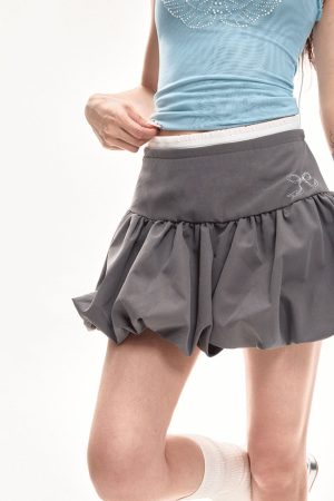 Casual Day Outfits, Easy Trendy Outfits Coquette Aesthetic Balloon Mini Skirt