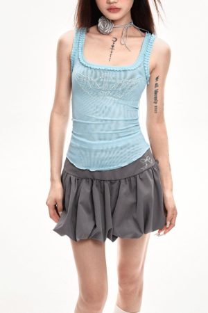 Casual Day Outfits, Easy Trendy Outfits Coquette Aesthetic Balloon Mini Skirt