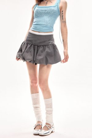 Casual Day Outfits, Easy Trendy Outfits Coquette Aesthetic Balloon Mini Skirt
