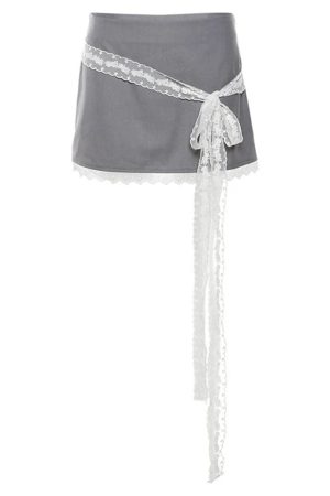 Casual Day Outfits, Easy Trendy Outfits Coquette Aesthetic Lace Bow Skirt