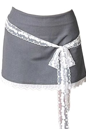 Casual Day Outfits, Easy Trendy Outfits Coquette Aesthetic Lace Bow Skirt