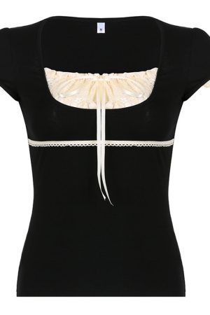 Casual Day Outfits, Easy Trendy Outfits Coquette Aesthetic Ruched Top