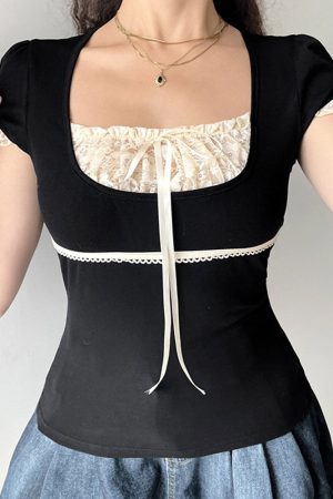 Casual Day Outfits, Easy Trendy Outfits Coquette Aesthetic Ruched Top