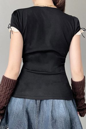 Casual Day Outfits, Easy Trendy Outfits Coquette Aesthetic Ruched Top