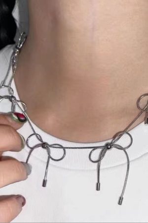 Casual Day Outfits, Easy Trendy Outfits Coquette Aesthetic Silver Bows Choker