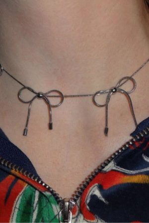 Casual Day Outfits, Easy Trendy Outfits Coquette Aesthetic Silver Bows Choker