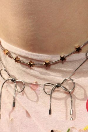 Casual Day Outfits, Easy Trendy Outfits Coquette Aesthetic Silver Bows Choker