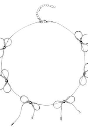 Casual Day Outfits, Easy Trendy Outfits Coquette Aesthetic Silver Bows Choker