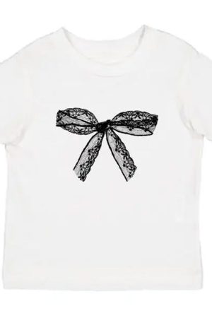 Casual Day Outfits, Easy Trendy Outfits Coquette Bow Graphic Crop Top