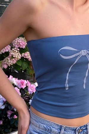 Casual Day Outfits, Easy Trendy Outfits Coquette Bow Y2K Tube Top