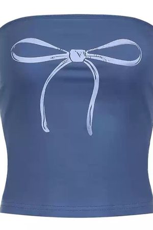 Casual Day Outfits, Easy Trendy Outfits Coquette Bow Y2K Tube Top