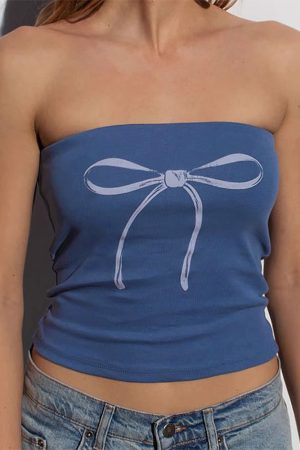Casual Day Outfits, Easy Trendy Outfits Coquette Bow Y2K Tube Top