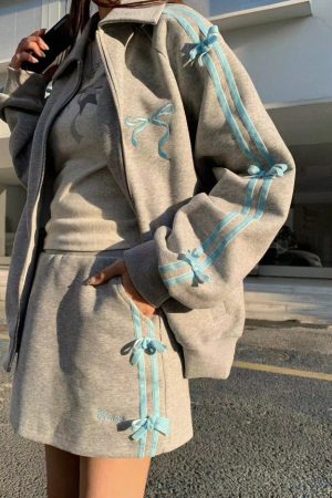 Casual Day Outfits, Easy Trendy Outfits Coquette Bows Side-Stripe Track Jacket